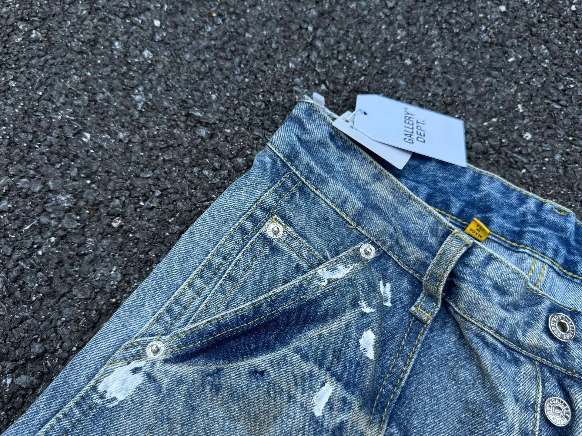 P260💰G97 GALLERY DEPT. Logging retro old stained ink denim bell bottoms washed jeans Size: 28 30 32 34 36